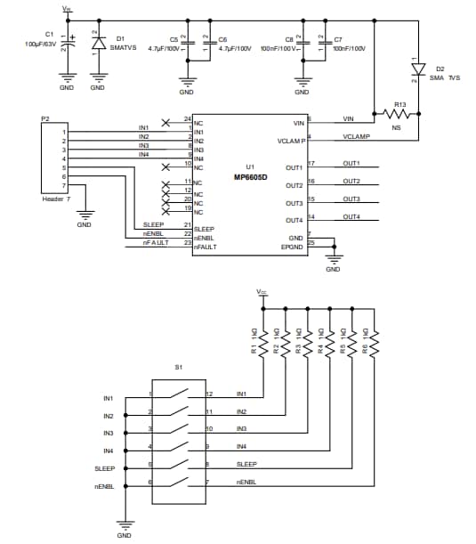 Schematic - Monolithic Power Systems (MPS) EV6605D-R-00A Evaluation Board